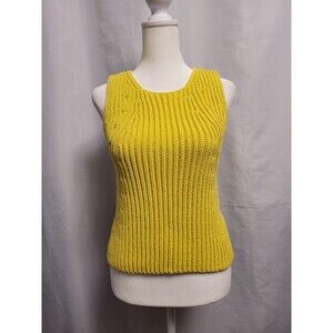 Vince. Chunky Rib Sleeveless Thick Sweater Vest Yellow Womens Size XS Preppy